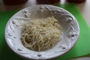 Add noodles to the bowl