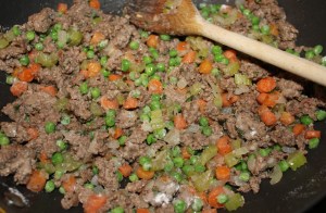 Add the peas, butter and flour