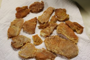 dry jerky on paper towels