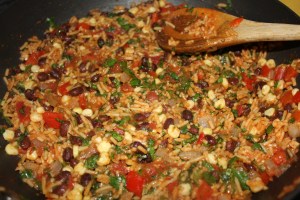 add rice and cilantro