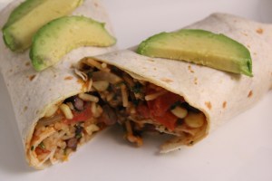 black bean burrito with rice