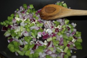 Saute celery onions garlic