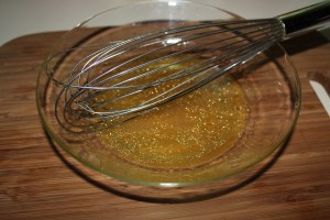 whisk oil, honey, etc