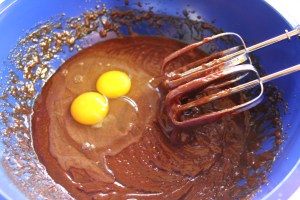 Add eggs two at a time