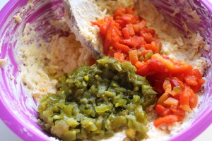 Add pimentos and jalapenos