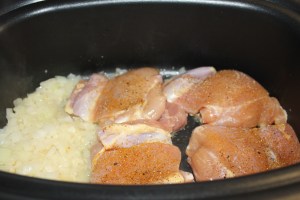 Saute chicken thighs in Ninja