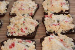 Spread Kel's pimento cheese on bread