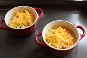 top eggs with cheddar