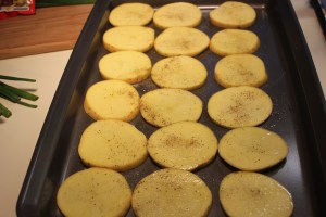 Arrange potatoes on baking sheet