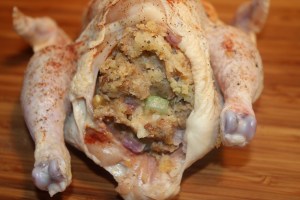 Fill the bird with apple walnut stuffing