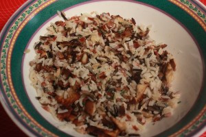Mix wild rice and chaterelle mushrooms