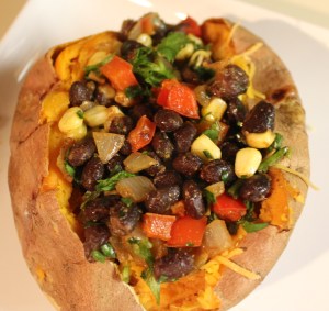 Stuff potato with black beans, etc.