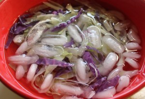 Cabbage in ice bath