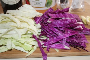 slice cabbage lengthwise