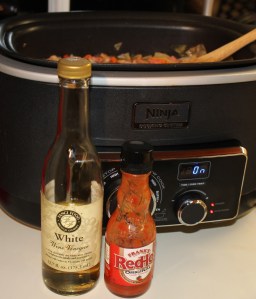 White wine vinegar and hot sauce, optional