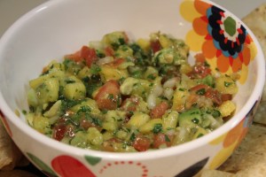 Kel's pineapple tomato salsa with avocado