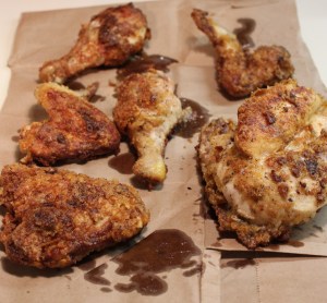 Chicken on paper bags