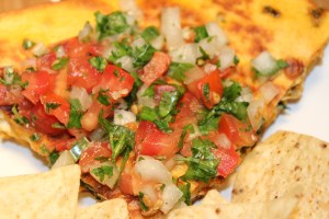 Kel's quesadilla and pico de gallo
