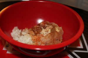 place ground turkey and seasonings in a bowl