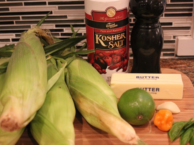 Grilled habanero corn ingredients'