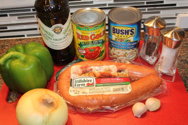 Kielbasa with Red Gold tomatoes and cannellini beans ingredients