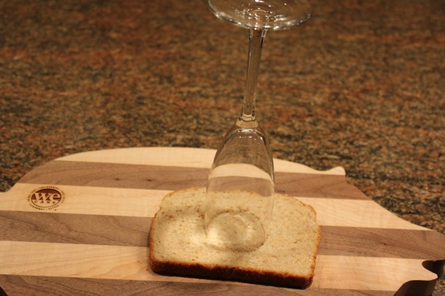 Make a hole with a champagne glass