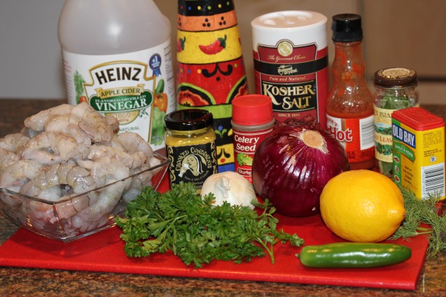 Kel's Spicy Pickled Shrimp ingredients
