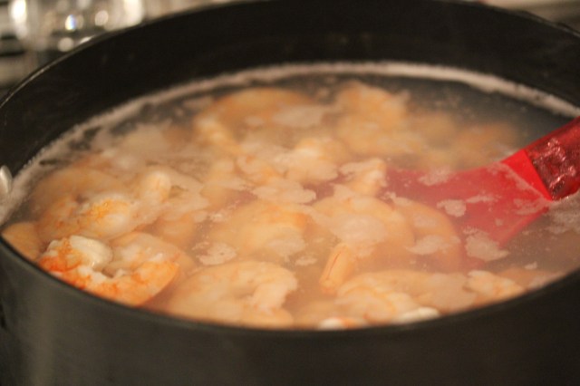 Shrimp is ready to drain