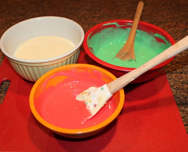 Three bowls of icing