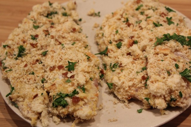 Coat tilapia with bread crumbs