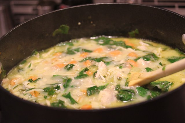 Kel's Lemony chicken soup is almost ready!