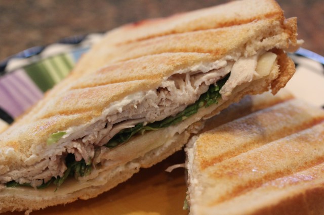 Kel's turkey arugula apple goat cheese pannini