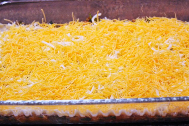 Sprinkle with Italian and cheddar cheeses