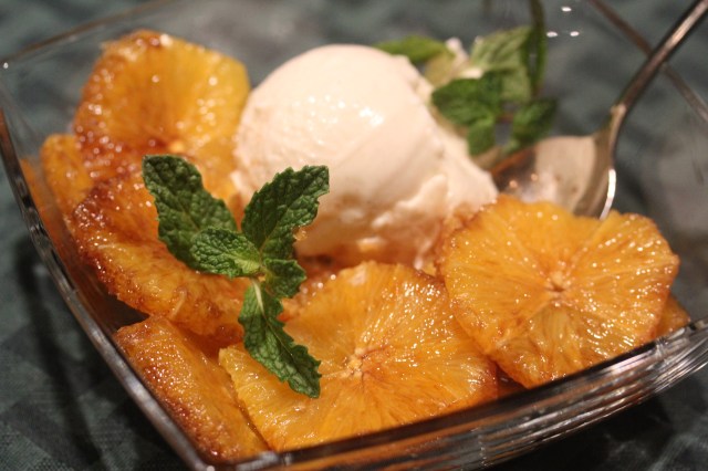 Kel's Macerated oranges with vanilla ice cream