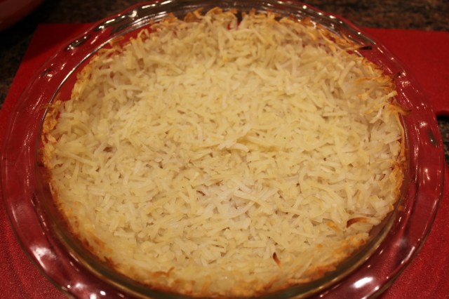 Hash bown crust out of the overn