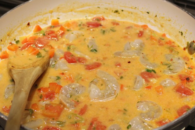 Place shrimp in sauce