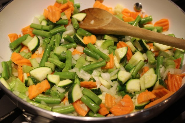 Saute veggies for Kel's minestrone