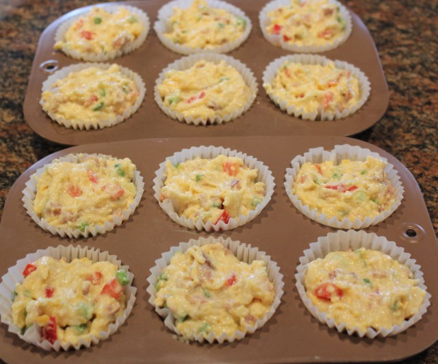 Fill muffin tins with batter