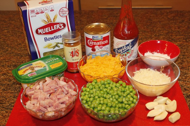 Kel's Ham and pasta ingredients