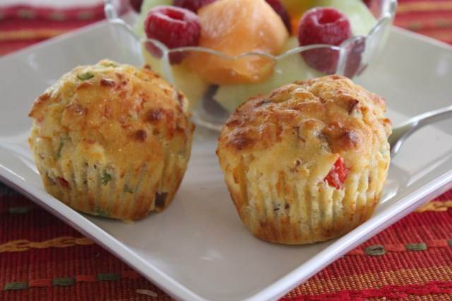 Kel's Krusteaz cornbread muffins and fruit salad