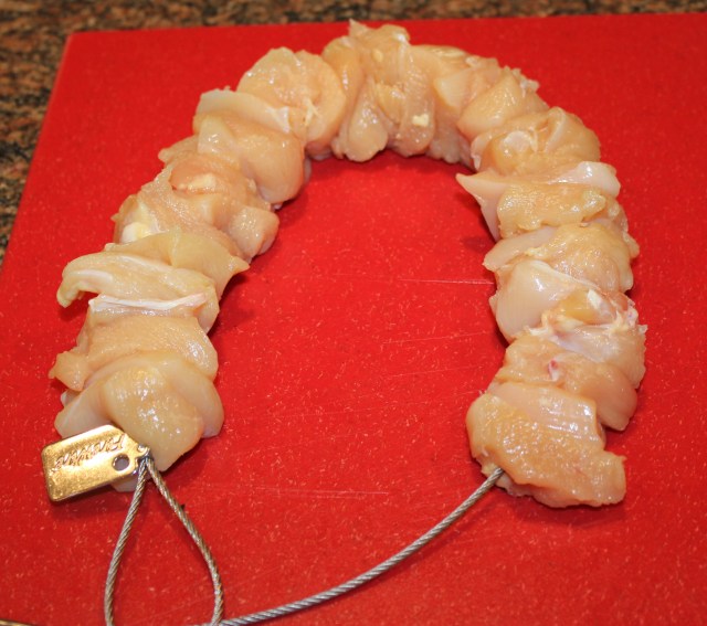 Chicken on Fire Wire skewer