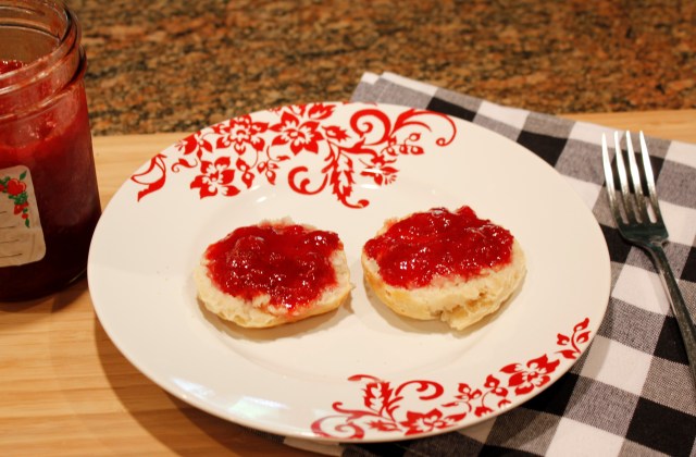 Oh yeah, biscuit with Kel's strawberry preserves