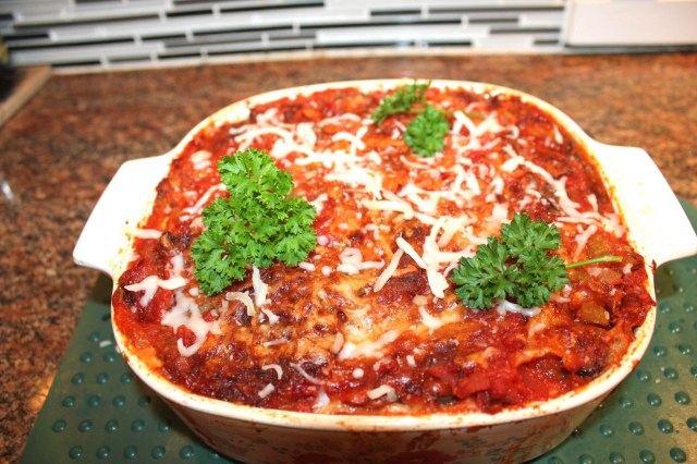 Eggplant parm out of the oven