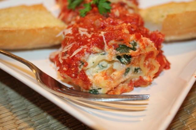 Kel's fabulous four cheese veggie lasagna roll-ups