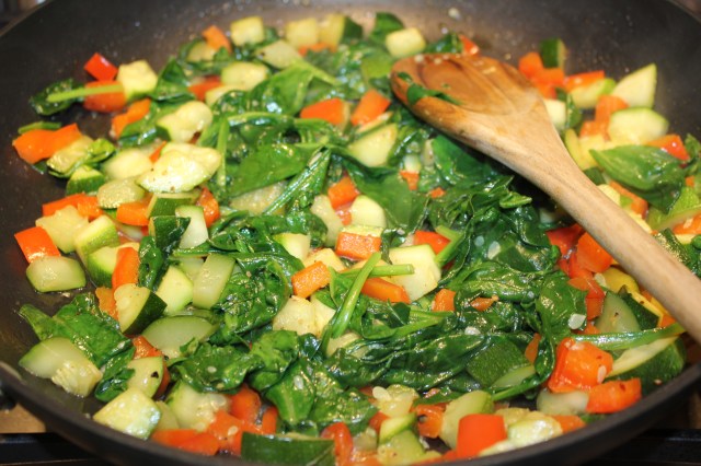 Saute veggies for Kel's lasagna rollups