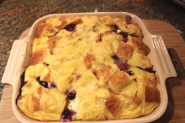 Blueberry French toast casserole out of the oven