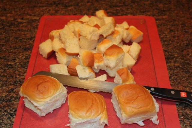 Cut rolls into cubes