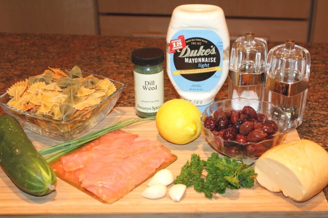 Kel's smoked salmon pasta salad ingredients