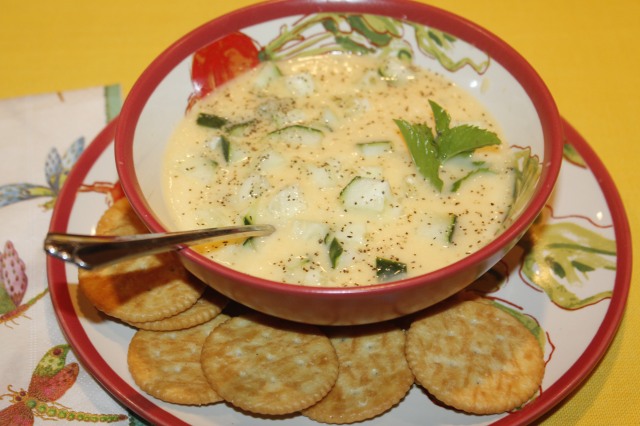 Serve Kel's cantaloupe ginger soup with ginger