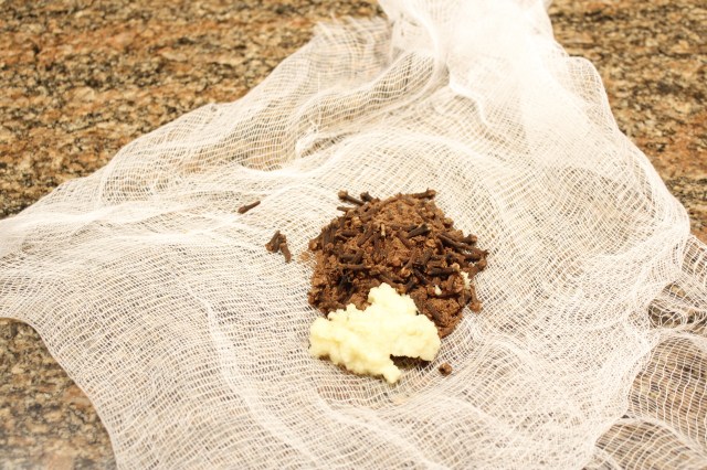 Wrap spices in cheesecloth